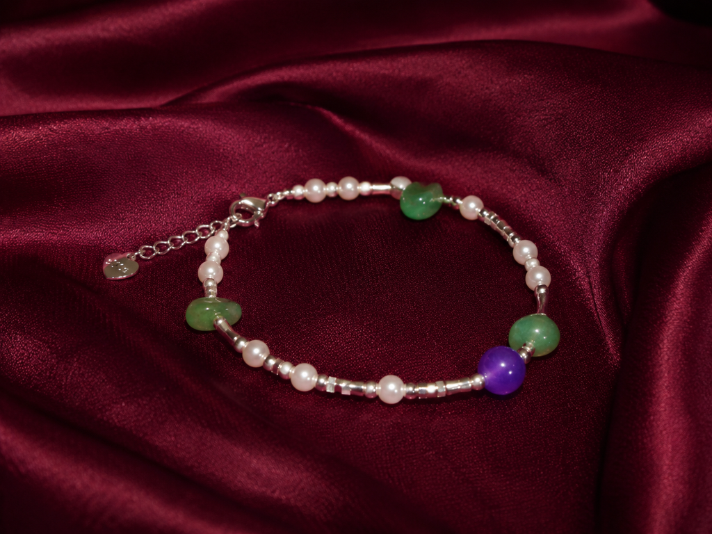 Bracelet en argent avec pierres naturelles