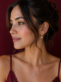Ensemble parure collier et boucles d'oreilles Cube Argent & Pierre Zircon