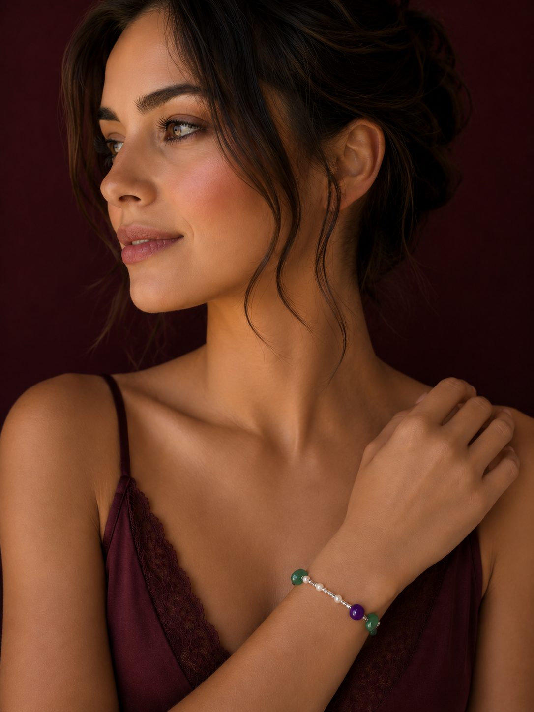 Bracelet en argent avec pierres naturelles