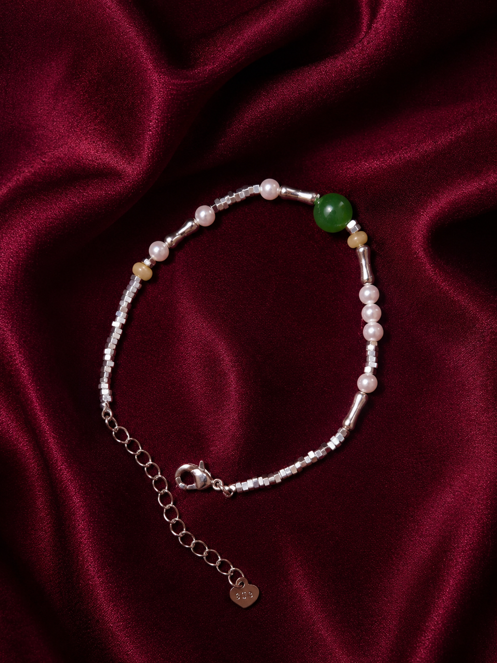 Bracelet Argent Agate & Perle