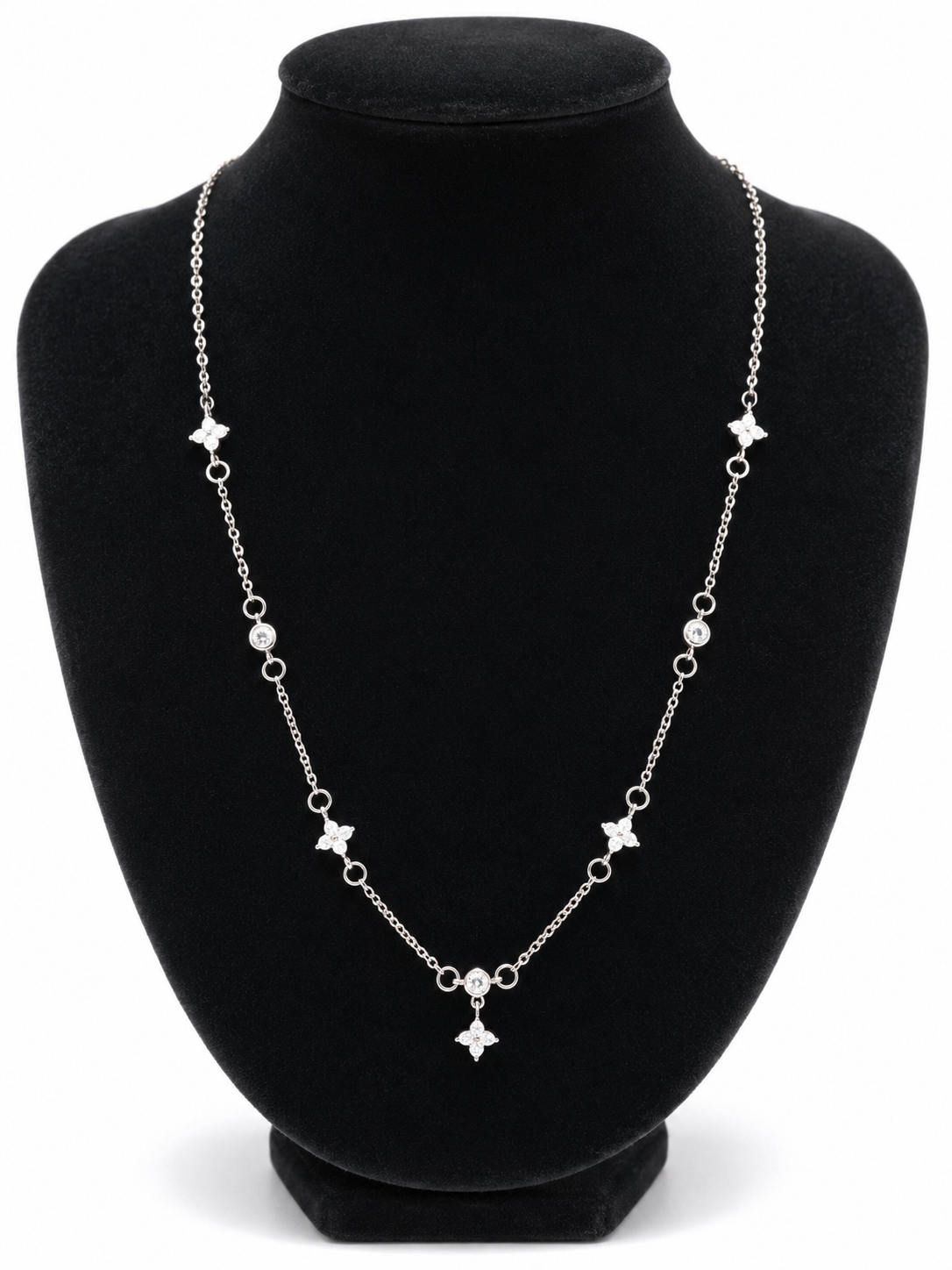 Collier Trèfles Zircon – Argent Sterling