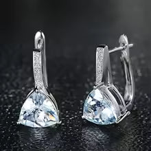 Boucles d'Oreilles Pendantes Zircon Bleu Ciel – Argent 925