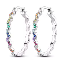 Créoles Argent Massif Zircons Multicolores