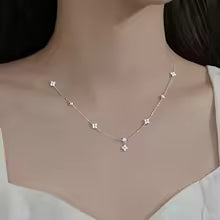 Collier Trèfles Zircon – Argent Sterling