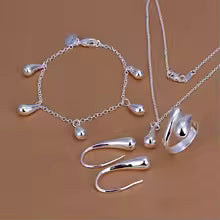 Parure gouttes d’eau argent 925 – collier bracelet boucles d’oreilles