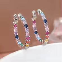 Créoles Zircons Multicolores – Argent 925