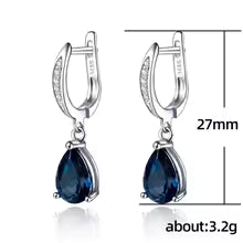 Boucles d’oreilles Pendantes Goutte Zircon Bleu – Argent 925