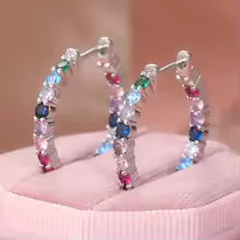 Créoles Zircons Multicolores – Argent 925