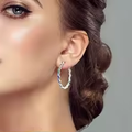 Créoles argent massif zircons multicolores portées