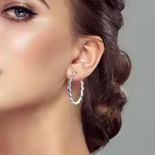 Créoles argent massif zircons multicolores portées